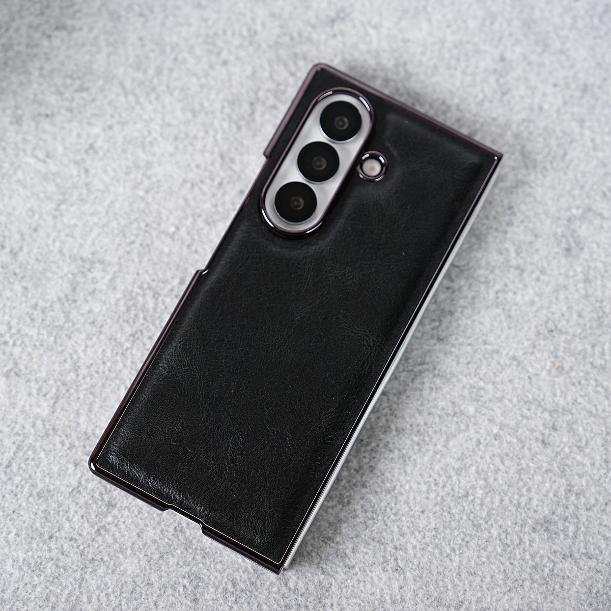 Samsung Galaxy Z Fold 8 Ultra PU Leather Chrome Plated Front Screen Protector Case Cover