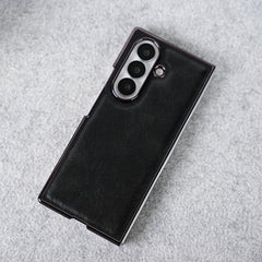 Samsung Galaxy Z Fold 8 Ultra PU Leather Chrome Plated Front Screen Protector Case Cover
