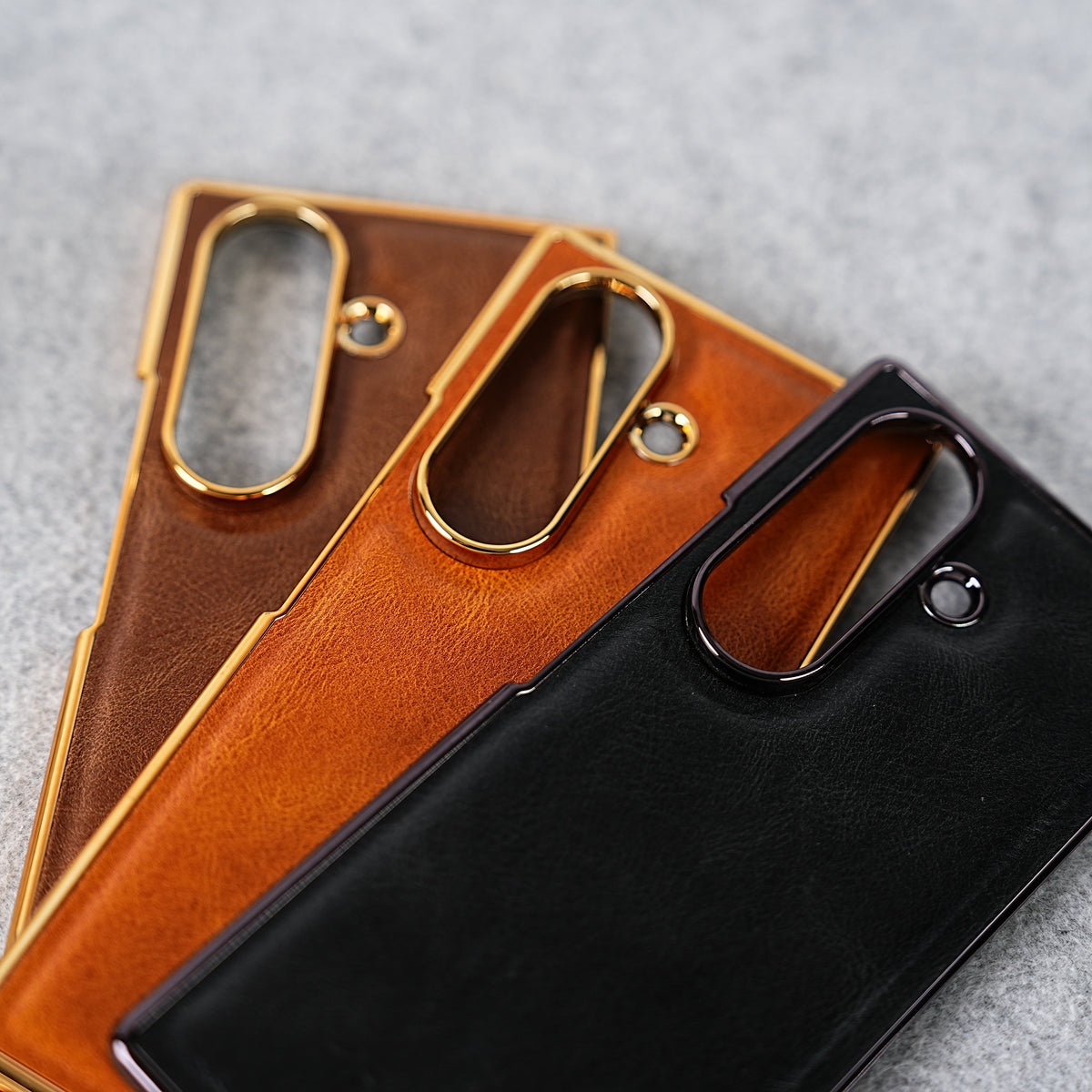 Samsung Galaxy Z Fold 8 Ultra PU Leather Chrome Plated Front Screen Protector Case Cover