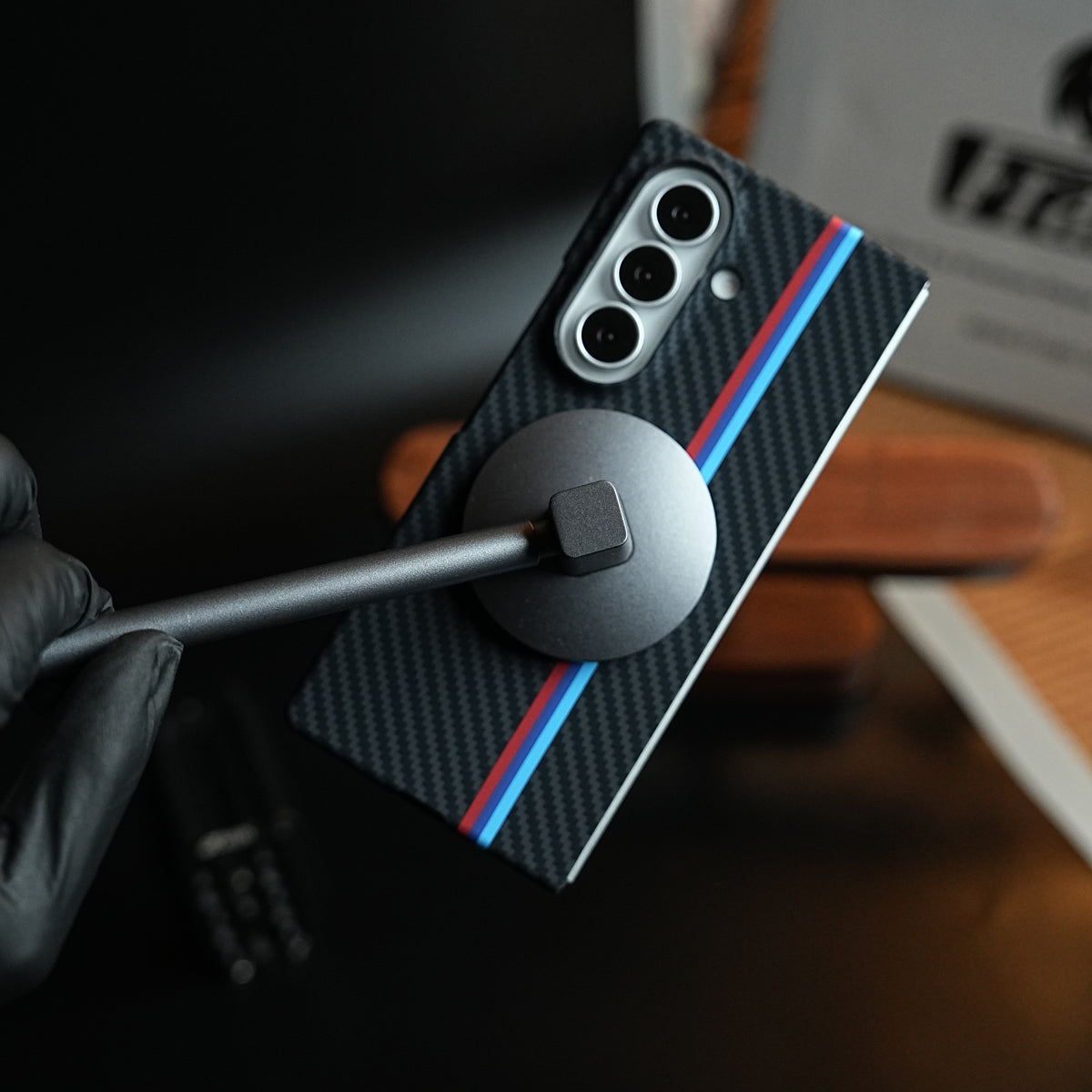 Carbon Fiber Texture Stripe Case for Galaxy Z Fold 8 Ultra | MagSafe Case