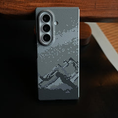 Carbon Fiber Texture Design Hard Pc for Galaxy Z Fold 8 Ultra with Magsafe | Gray Mountains