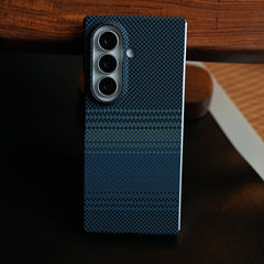 Carbon Fiber Texture Design Cover for Galaxy Z Fold 8 Ultra Hard Pc MagSafe | Blue Green