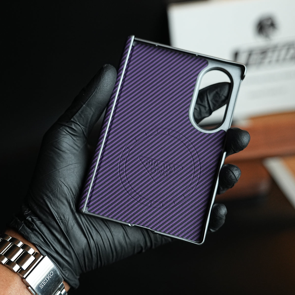 Woven Sunset Moonrise Texture Leather Back Case For Samsung Galaxy Z Fold 8 | Magnetic Ring