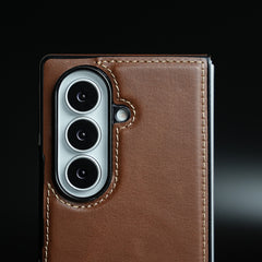 Edge Stitched Leather Texture Case for Galaxy Z Fold 7 | Magnetic Case