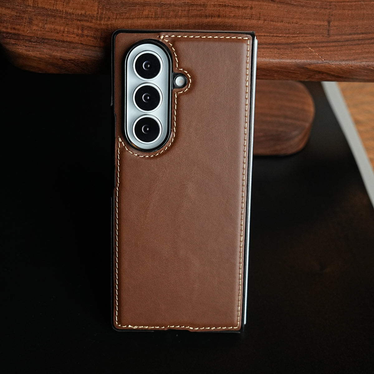 Edge Stitched Leather Texture Case for Galaxy Z Fold 7 | Magnetic Case