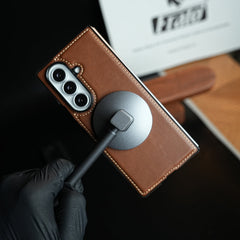 Edge Stitched Leather Texture Case for Galaxy Z Fold 8 Ultra | Magnetic Case