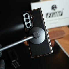 Edge Stitched Leather Texture Case for Galaxy Z Fold 8 Ultra | Magnetic Case