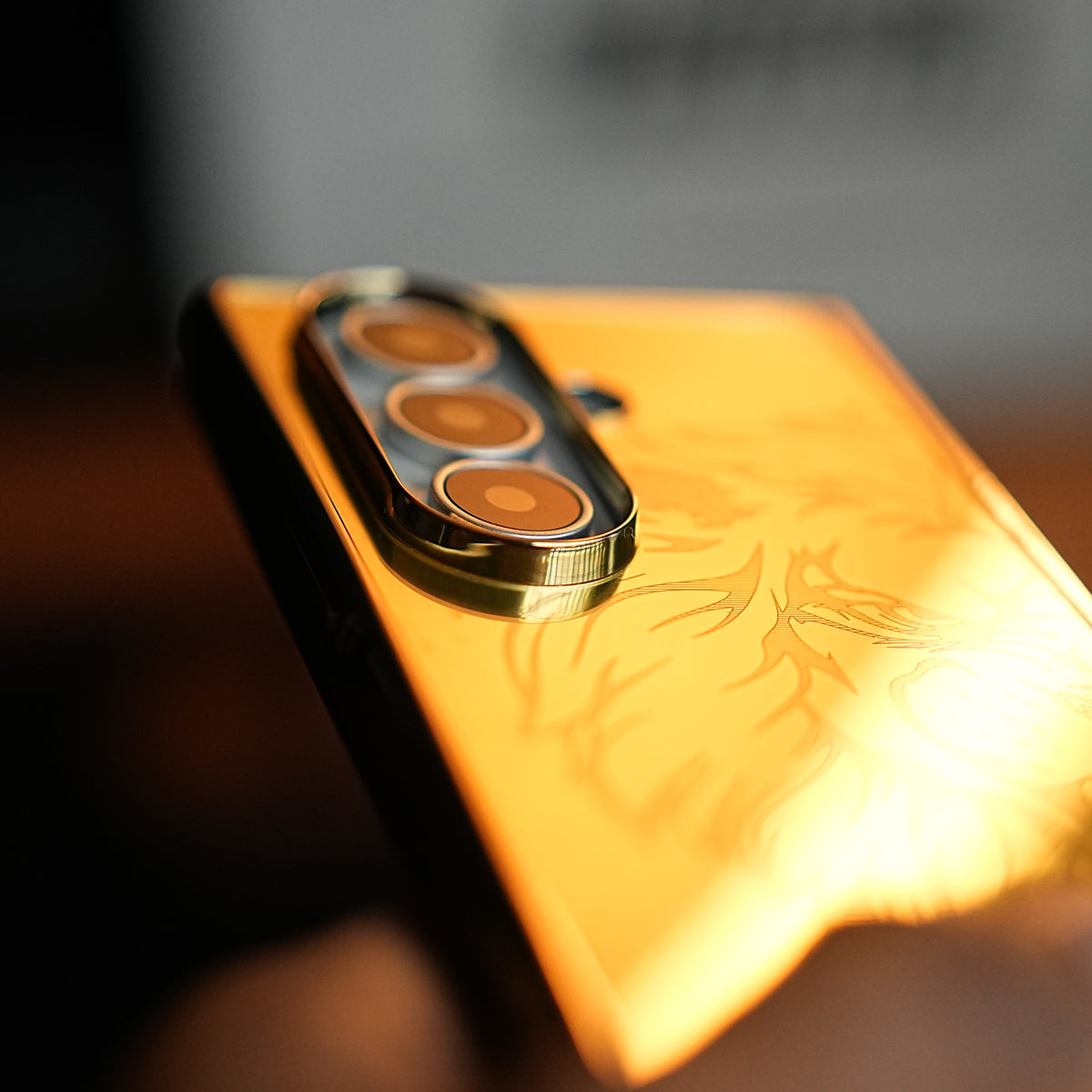 Premium Lion Face Gold Mirror Case for Galaxy Z Fold 8 Ultra