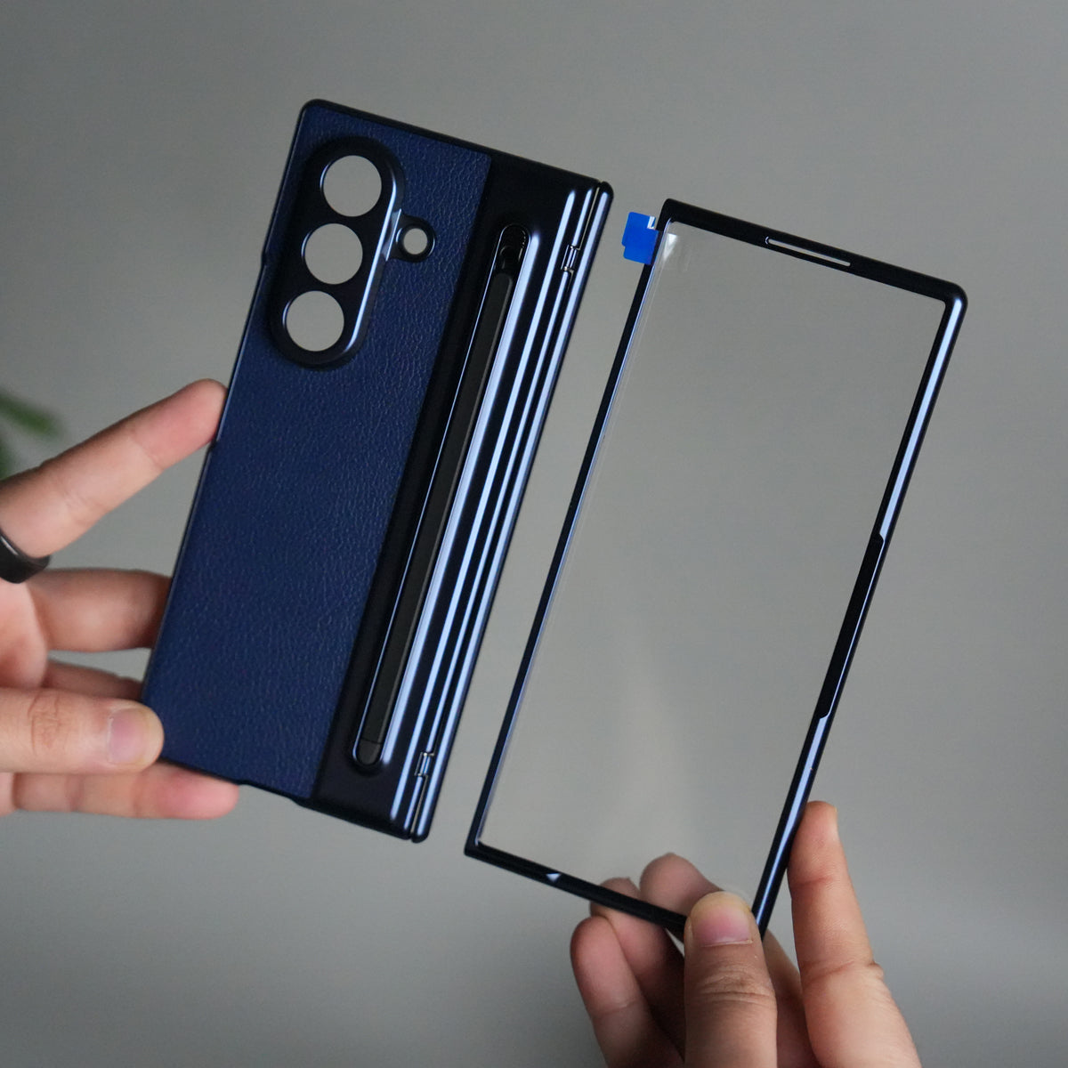 Samsung Galaxy Z Fold 5 Leather Texture front Glass Protection Hinge Case Folding Cover
