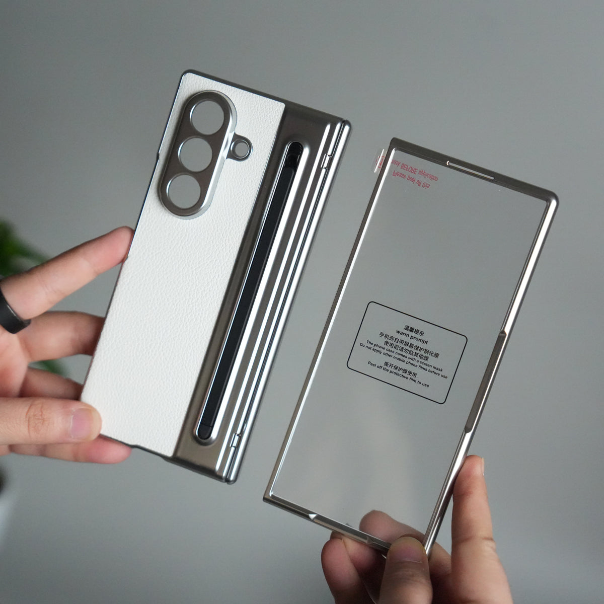 Samsung Galaxy Z Fold 5 Leather Texture front Glass Protection Hinge Case Folding Cover