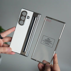 Samsung Galaxy Z Fold 5 Leather Texture front Glass Protection Hinge Case Folding Cover