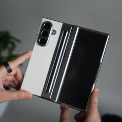 Samsung Galaxy Z Fold 5 Leather Texture front Glass Protection Hinge Case Folding Cover