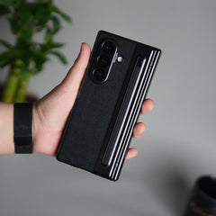 Samsung Galaxy Z Fold 5 Leather Texture front Glass Protection Hinge Case Folding Cover
