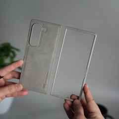 Samsung Galaxy Z Fold 5 PU Leather Case Cover (Dusty Gray)