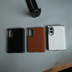Premium Leather Texture Hinge Protection Case for Galaxy Z Fold 8 | Front Glass Cover