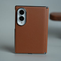Premium Leather Texture Hinge Protection Case for Galaxy Z Fold 8 | Front Glass Cover