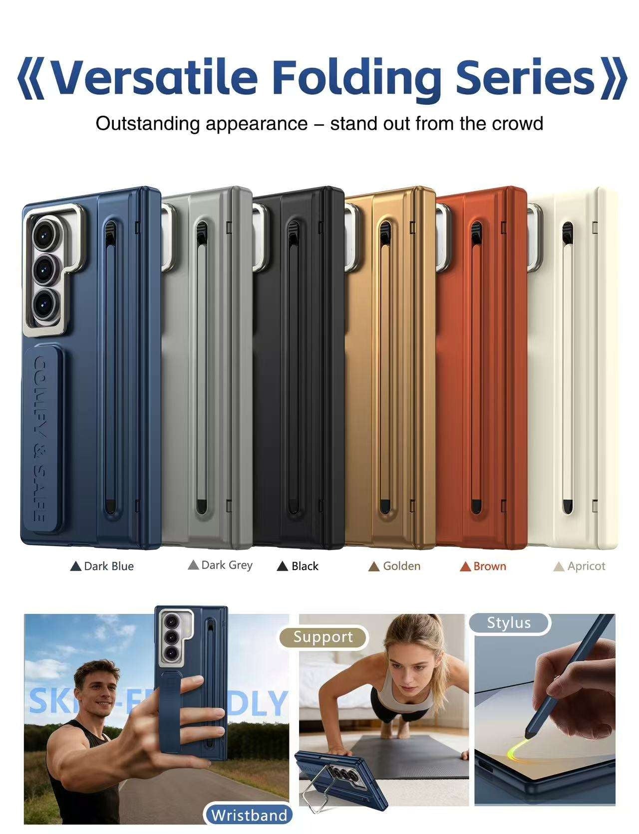 Galaxy Z Fold 6 Premium Grip Strap Case with S Pen Holder & Stand