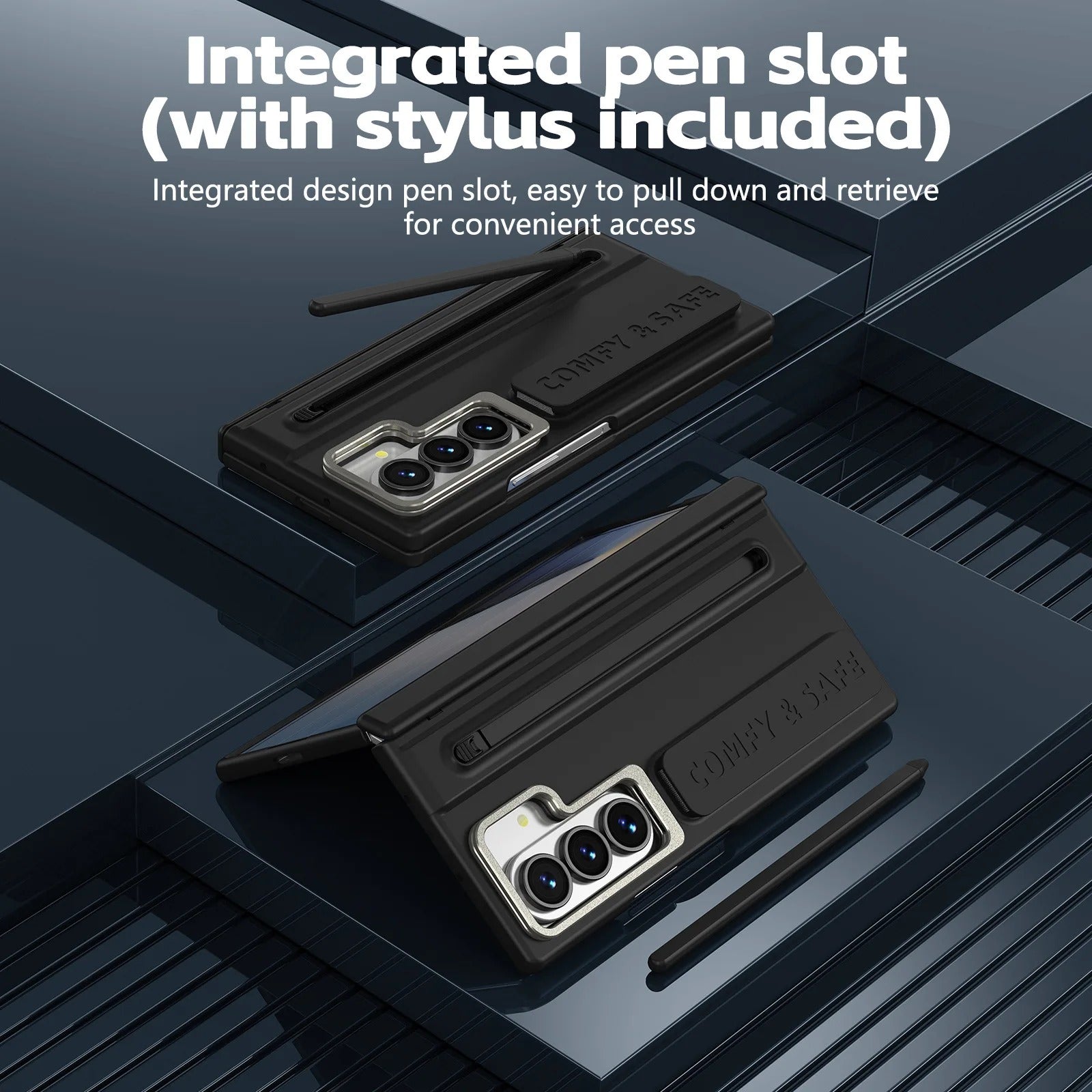 Galaxy Z Fold 6 Premium Grip Strap Case with S Pen Holder & Stand