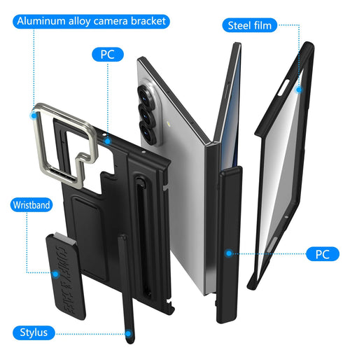 Galaxy Z Fold 6 Premium Grip Strap Case with S Pen Holder & Stand