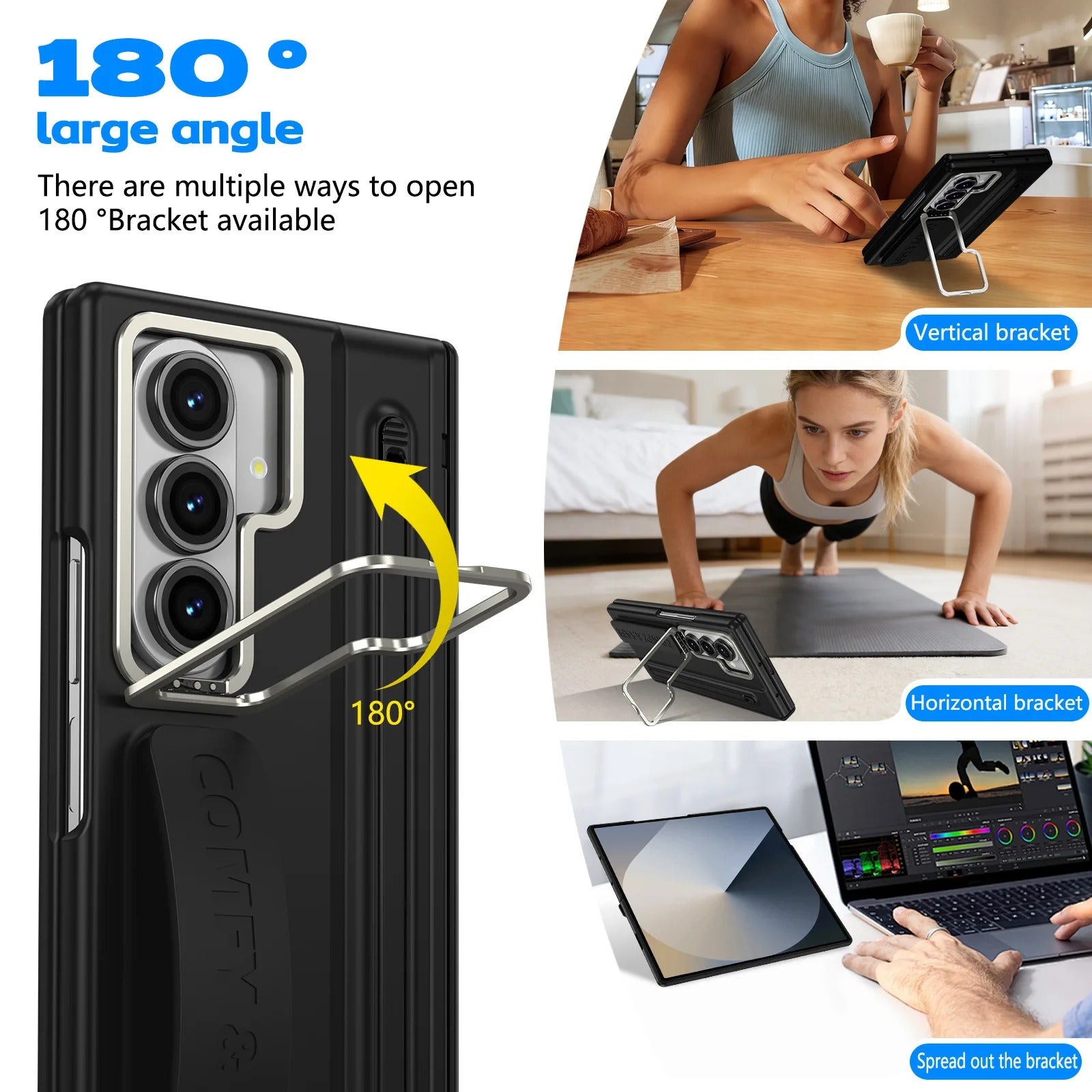 Galaxy Z Fold 6 Premium Grip Strap Case with S Pen Holder & Stand