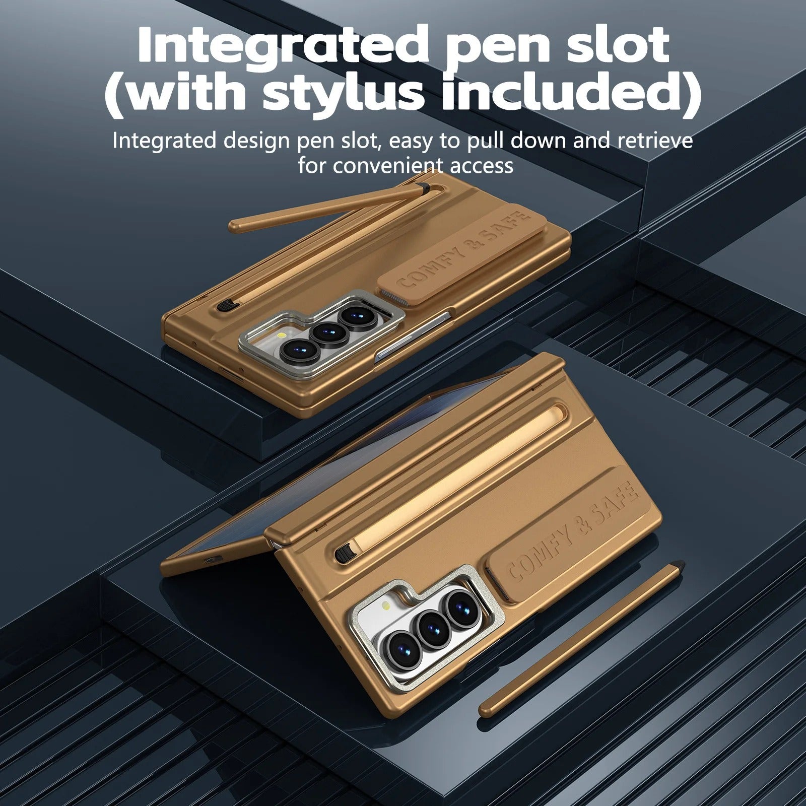 Galaxy Z Fold 6 Premium Grip Strap Case with S Pen Holder & Stand