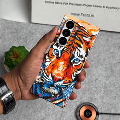 Samsung Galaxy Z Fold 5 Carbon Fiber Texture Tiger Lion Design Hard Pc MagSafe Case Cover