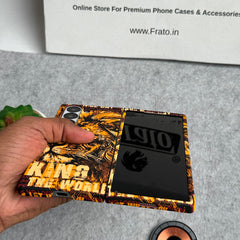 Samsung Galaxy Z Fold 5 Carbon Fiber Texture Tiger Lion Design Hard Pc MagSafe Case Cover