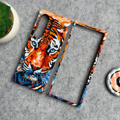 Samsung Galaxy Z Fold 5 Carbon Fiber Texture Tiger Lion Design Hard Pc MagSafe Case Cover