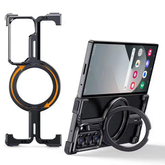 Galaxy Fold 6 Metal Frameless Bumper Case With Rotating Stand