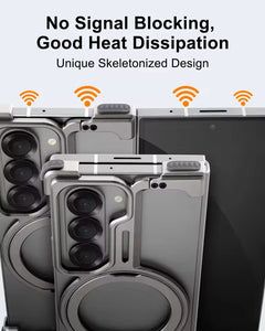 Galaxy Fold 6 Metal Frameless Bumper Case With Rotating Stand