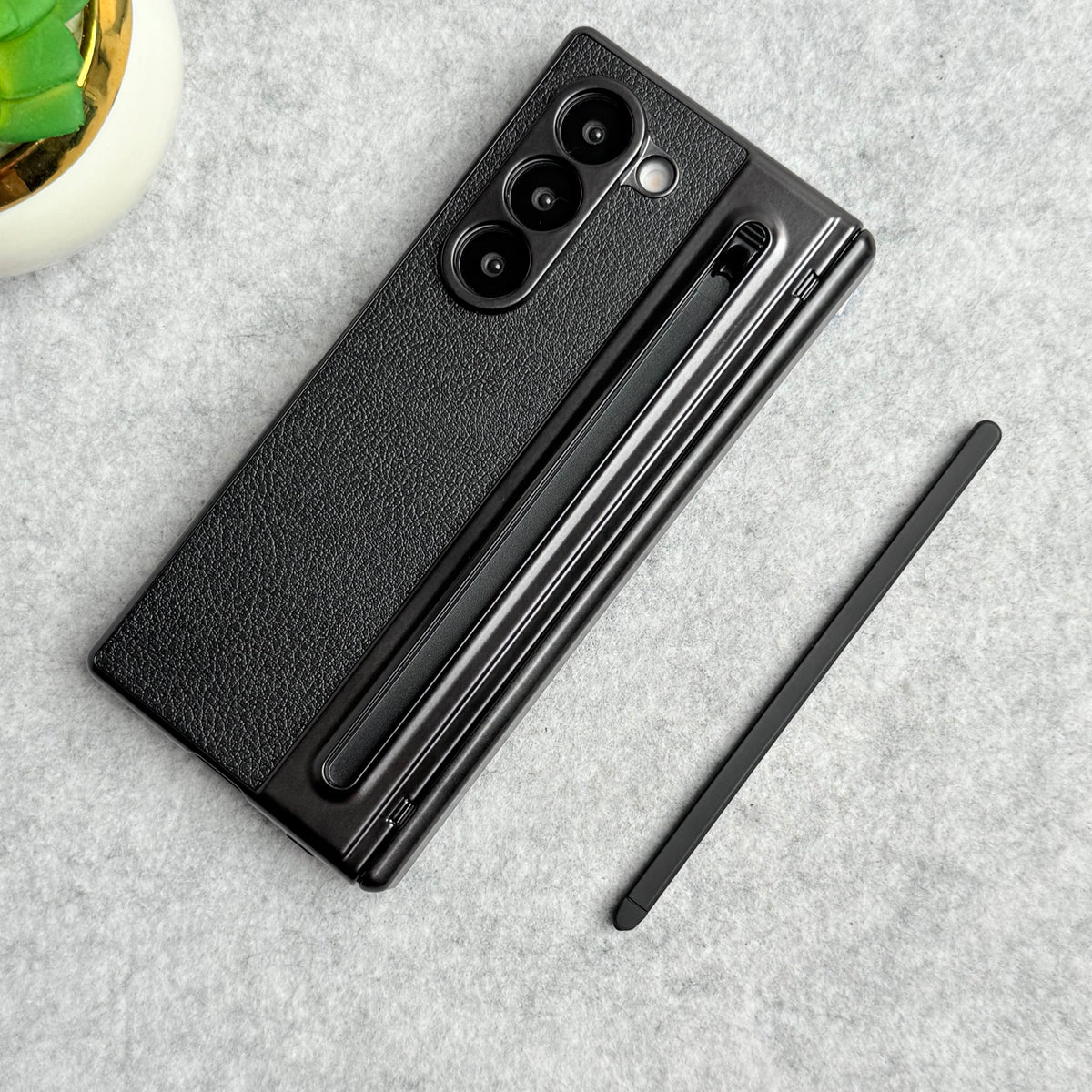 Samsung Galaxy Z Fold 5 Chrome Plating front Glass Protection Hinge Case Folding Cover