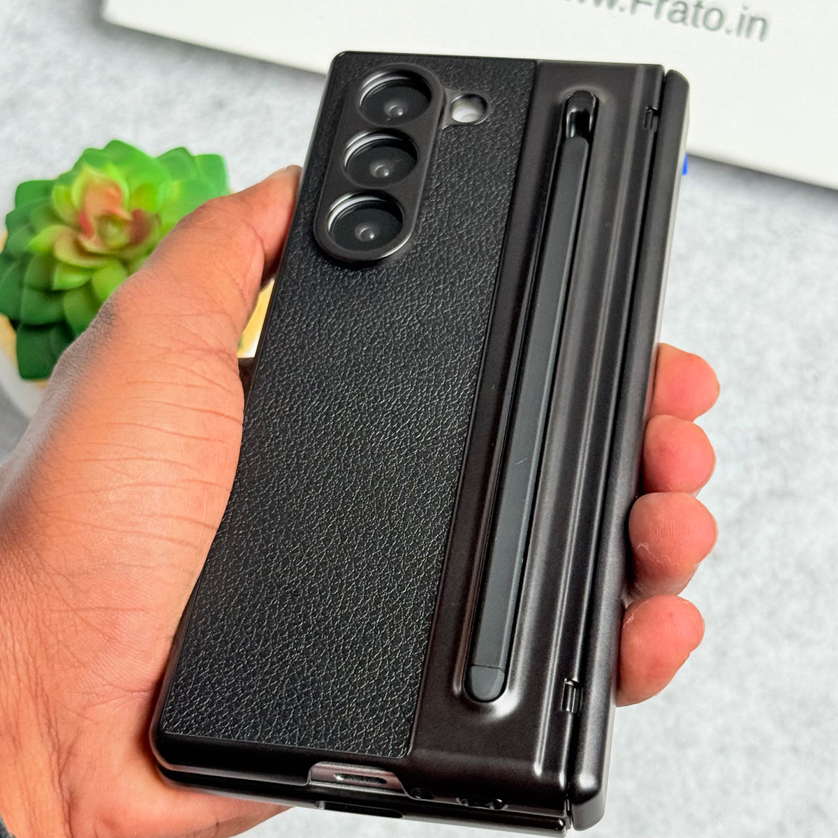 Samsung Galaxy Z Fold 5 Chrome Plating front Glass Protection Hinge Case Folding Cover