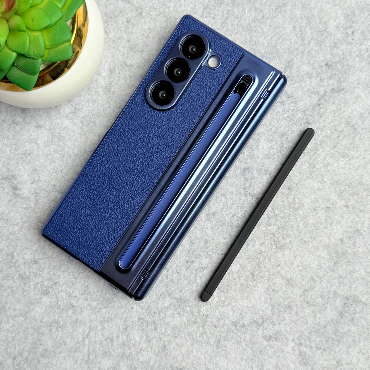 Samsung Galaxy Z Fold 5 Chrome Plating front Glass Protection Hinge Case Folding Cover