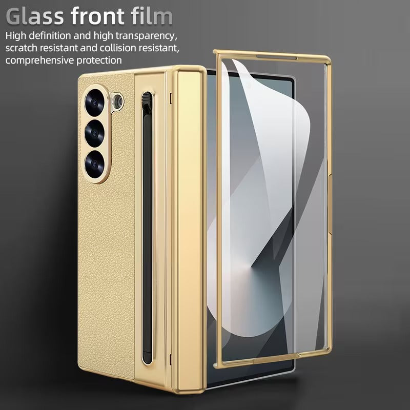 Samsung Galaxy Z Fold 6 Chrome Plating front Glass Protection Hinge Case Folding Case Cover