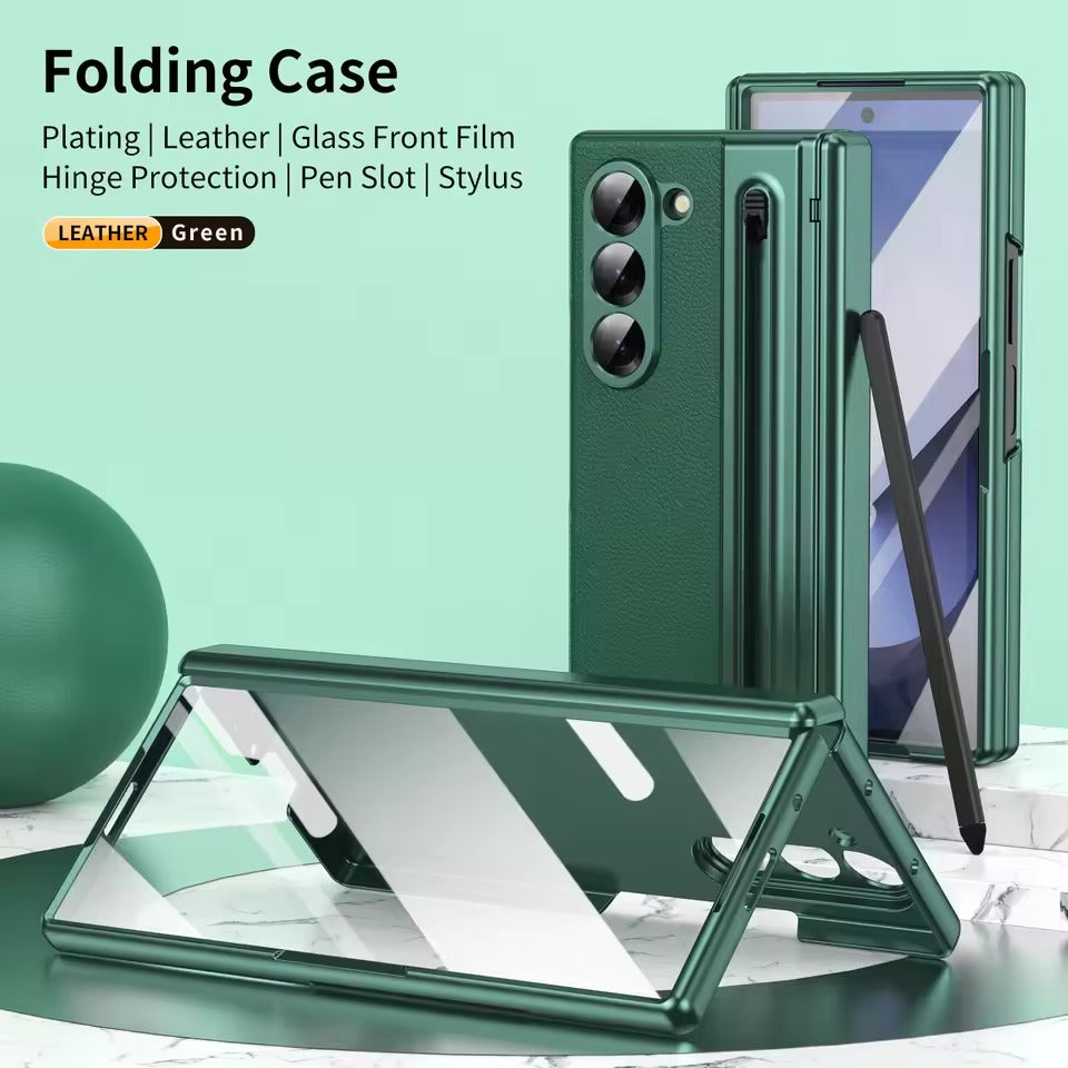 Samsung Galaxy Z Fold 6 Chrome Plating front Glass Protection Hinge Case Folding Case Cover