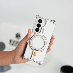 FRATO Aeroflex Metal Galaxy Fold 7 Metal Frameless Bumper Case With Rotating Stand