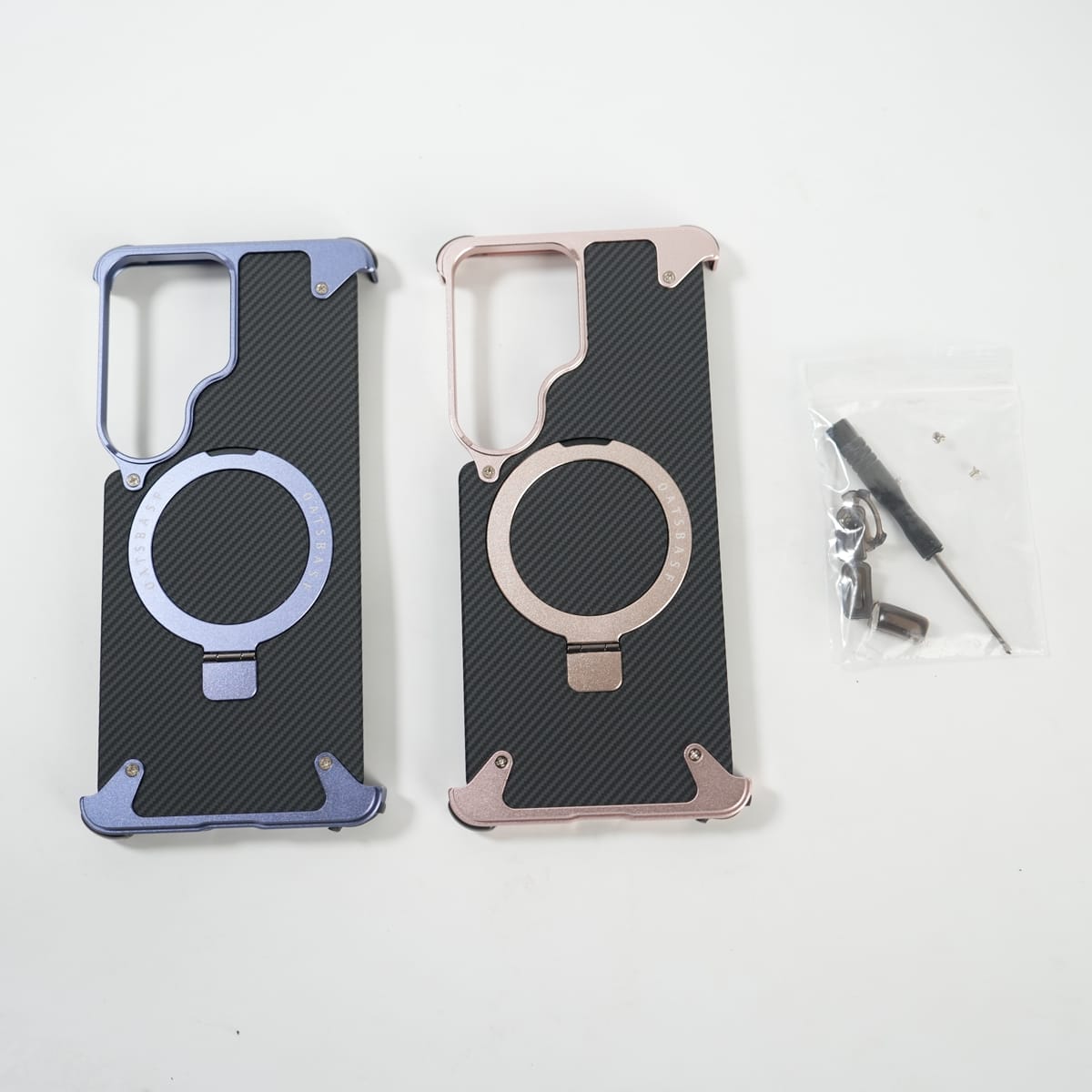 FRATO Aeroflex Metal Galaxy S26 Ultra Carbon Texture Frameless Metal Kickstand Case
