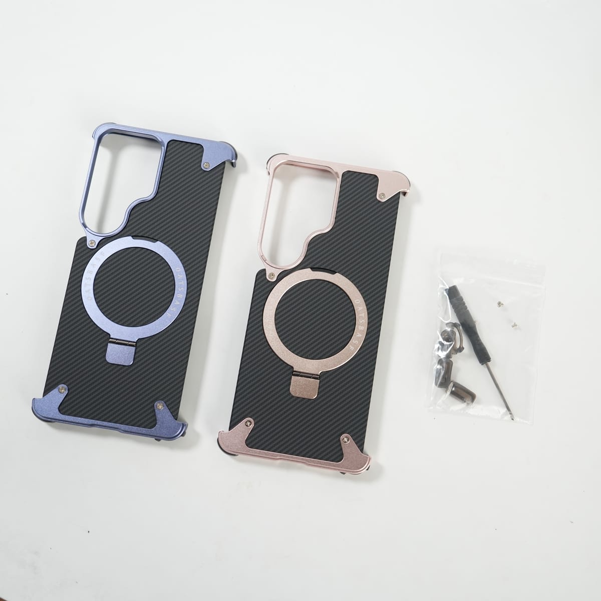 FRATO Aeroflex Metal Galaxy S26 Ultra Carbon Texture Frameless Metal Kickstand Case