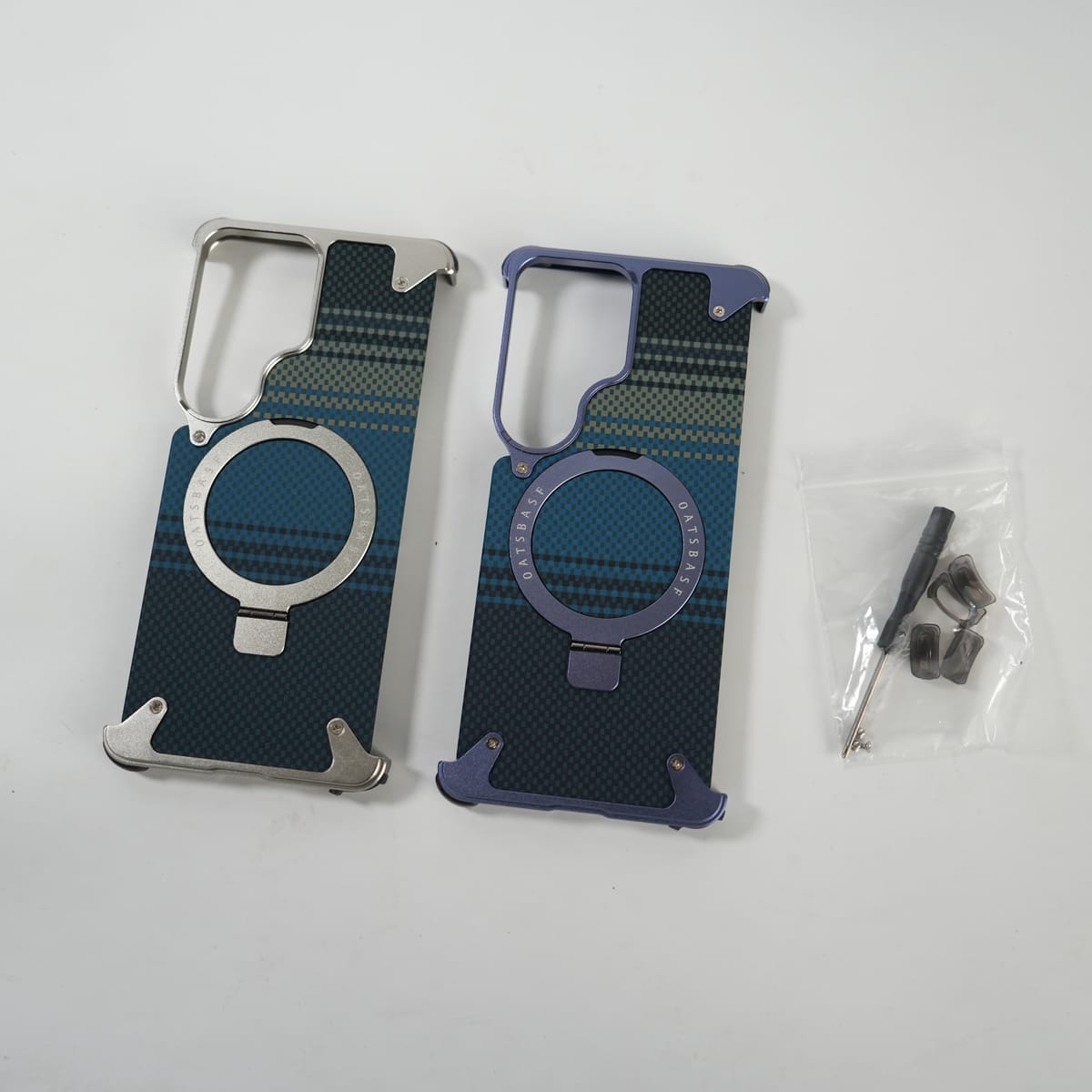FRATO Aeroflex Metal Galaxy S26 Ultra Premium Aramid Fiber Texture Frameless Metal Kickstand Case