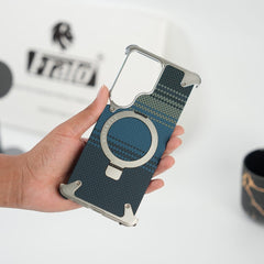 FRATO Aeroflex Metal Galaxy S26 Ultra Premium Aramid Fiber Texture Frameless Metal Kickstand Case