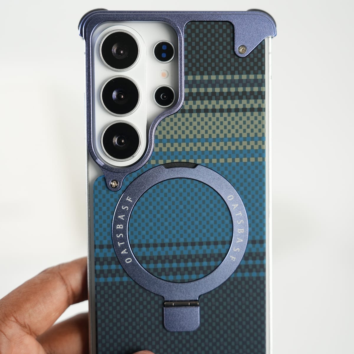 FRATO Aeroflex Metal Galaxy S26 Ultra Premium Aramid Fiber Texture Frameless Metal Kickstand Case