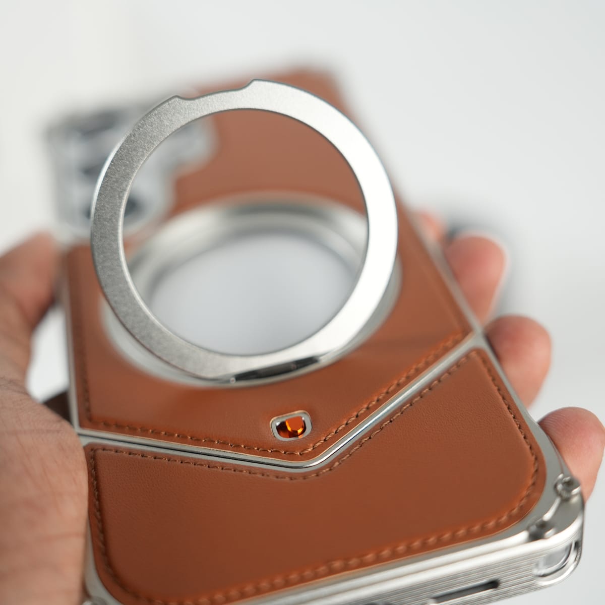 FRATO Aeroflex Metal Galaxy S26 Ultra Premium Leather Aluminium Metal Snap On Rotating Stand case