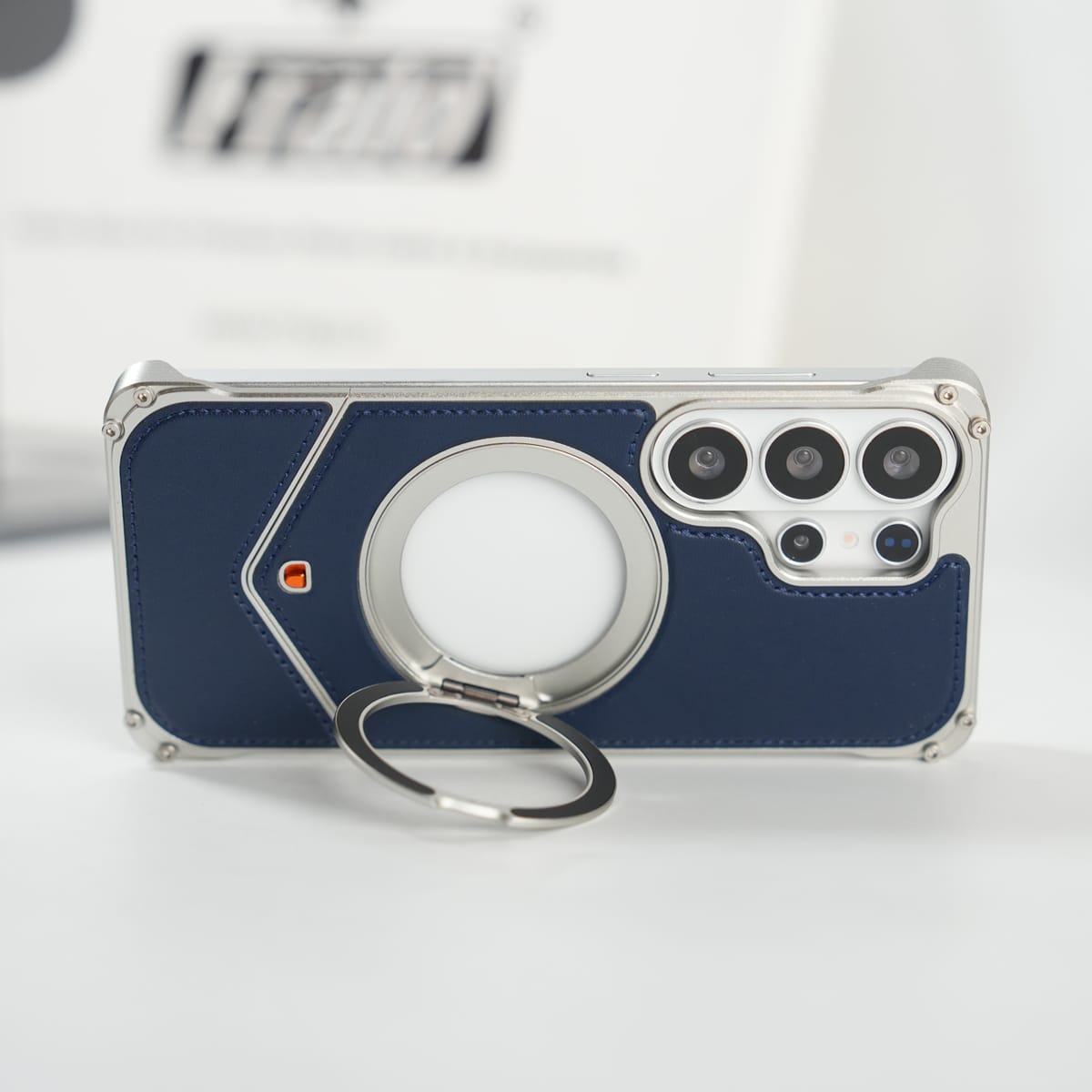FRATO Aeroflex Metal Galaxy S26 Ultra Premium Leather Aluminium Metal Snap On Rotating Stand case