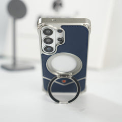 FRATO Aeroflex Metal Galaxy S26 Ultra Premium Leather Aluminium Metal Snap On Rotating Stand case