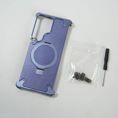 FRATO Aeroflex Metal Galaxy S26 Ultra Premium PU Leather Metal Case with Rotating Stand
