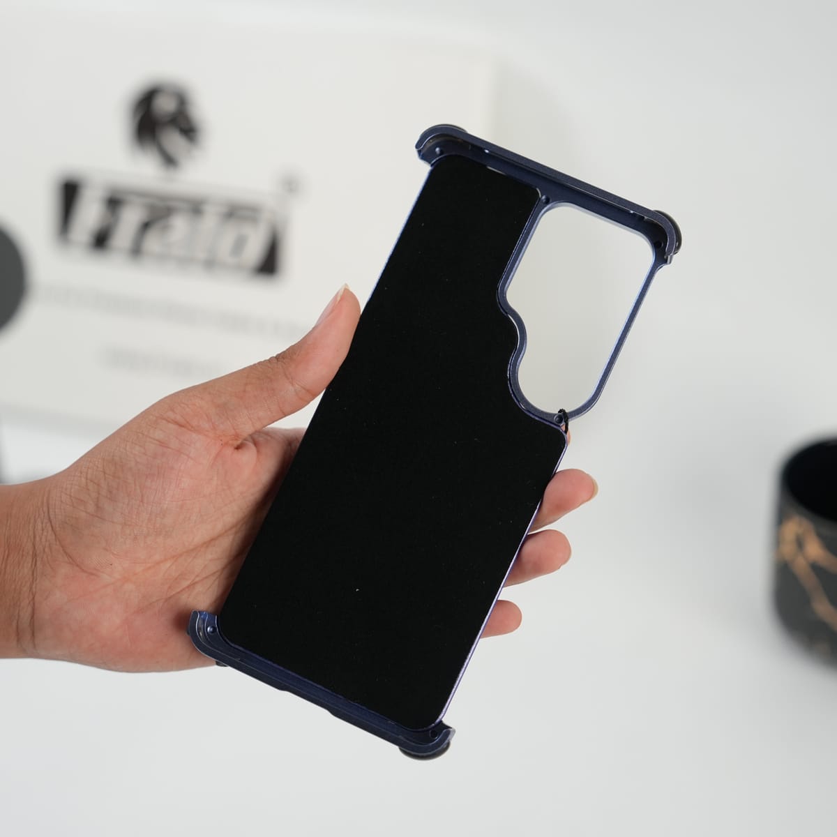 FRATO Aeroflex Metal Galaxy S26 Ultra Premium PU Leather Metal Case with Rotating Stand