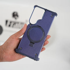 FRATO Aeroflex Metal Galaxy S26 Ultra Premium PU Leather Metal Case with Rotating Stand