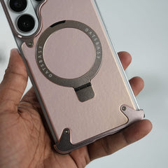FRATO Aeroflex Metal Galaxy S26 Ultra Premium PU Leather Metal Case with Rotating Stand