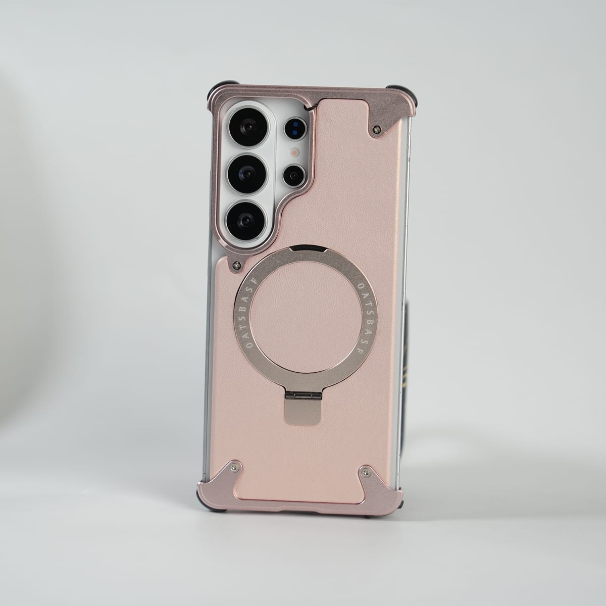 FRATO Aeroflex Metal Galaxy S26 Ultra Premium PU Leather Metal Case with Rotating Stand