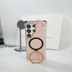 FRATO Aeroflex Metal Galaxy S26 Ultra Premium PU Leather Metal Case with Rotating Stand